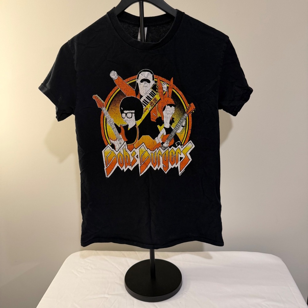 Bobs Burgers Rock Band Graphic T-Shirt Black Gildan Heavy Cotton Small